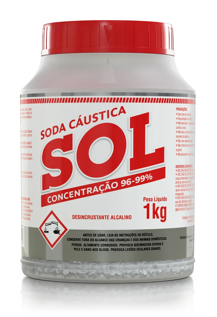 Soda Cáustica Sol em escamas de 1 kg