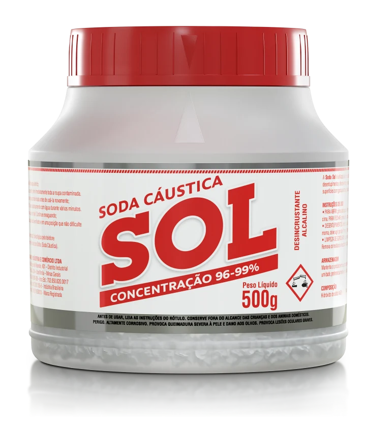 Soda Cáustica Sol em escamas de 500 g